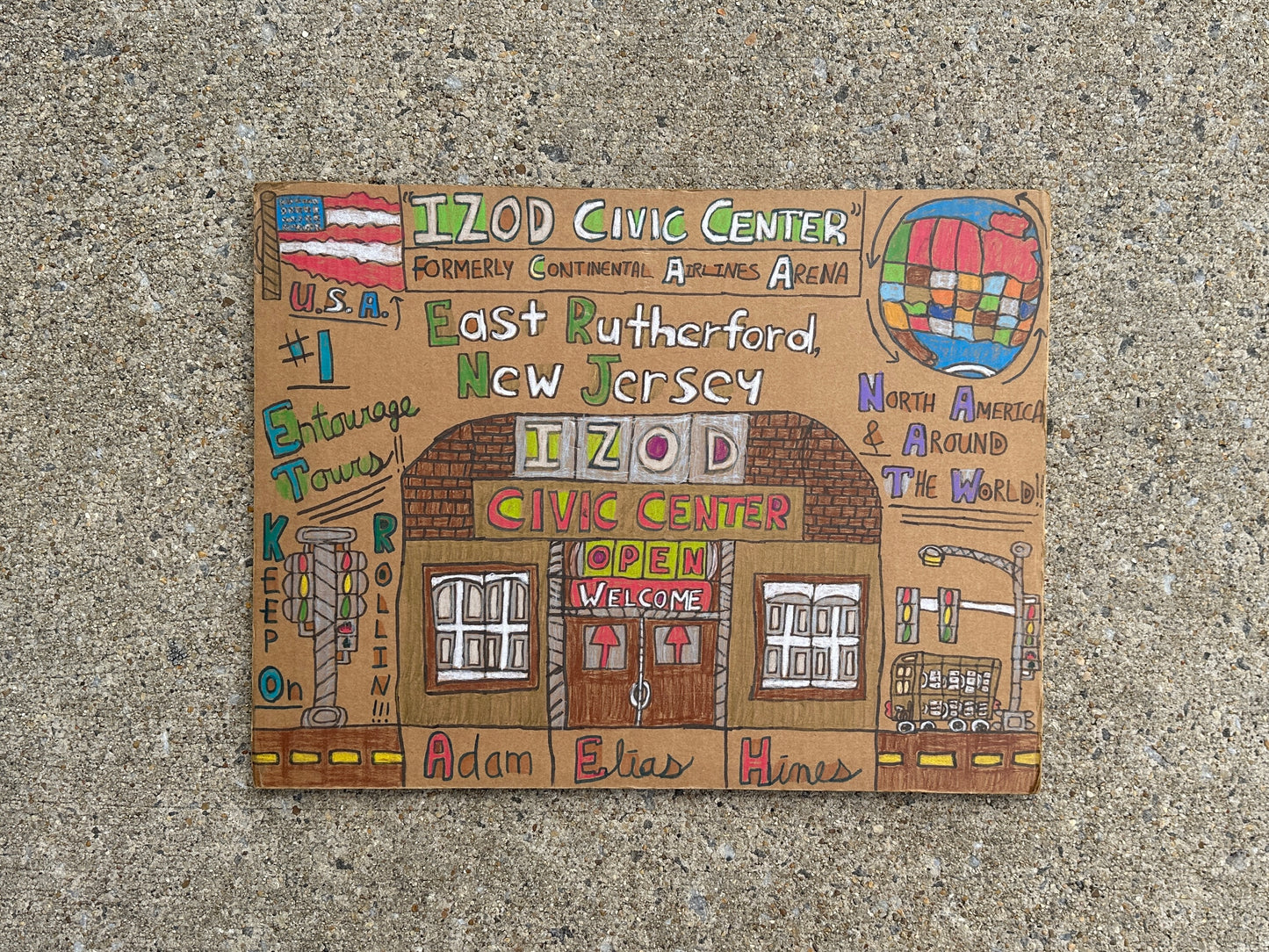 Adam Elias Hines - Izod Civic Center Drawing on Cardboard