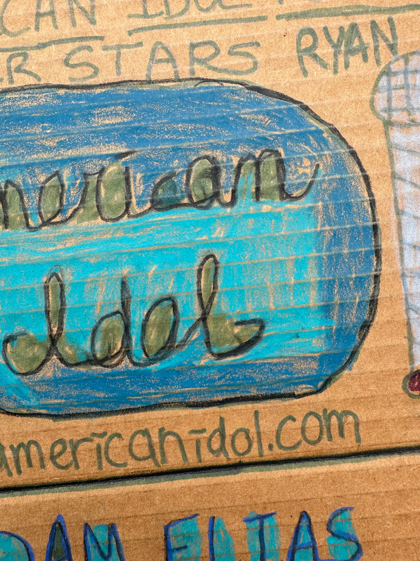Adam Elias Hines - American Idol Drawing on Cardboard