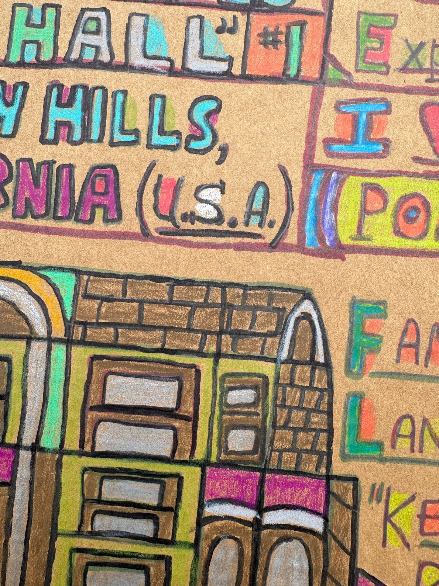Adam Elias Hines - Beverly Hills Drawing on Cardboard